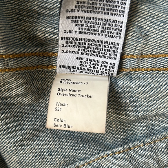 R13 | Distressed Denim Trucker Jean Oversized Jacket - Picture 13 of 14